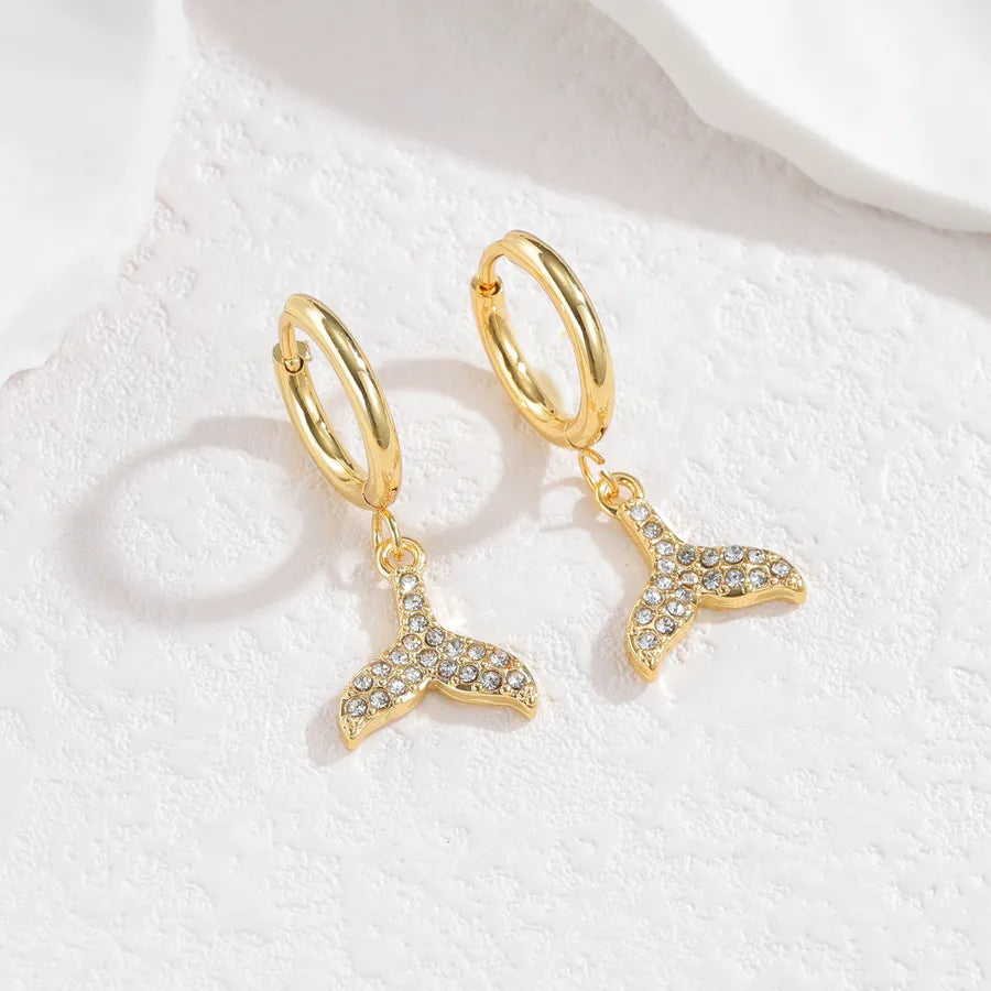 Gold Ocean Animal Earrings – Vintage Beach Style Fish Tail