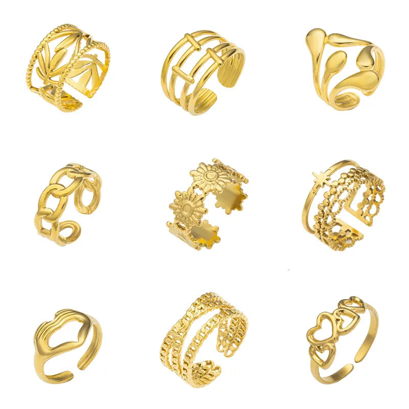 Adjustable Geometric Titanium Steel Ring