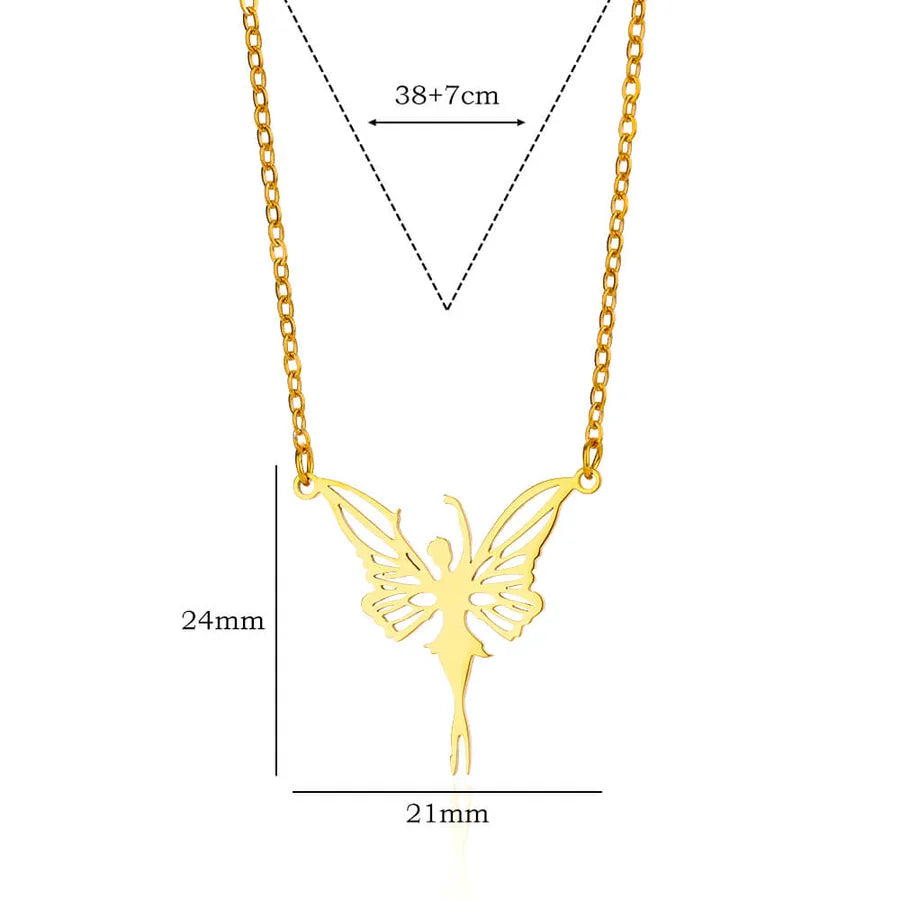 18K Gold Butterfly Letter Pendant Necklace N06891G