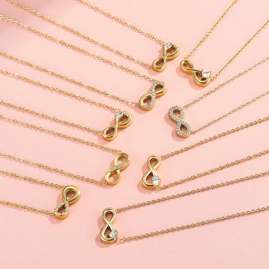 Titanium Infinity Necklace with Zircon