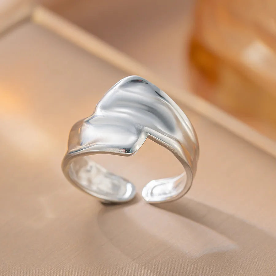 Geometric Titanium Steel Couple Ring K70 Steel Color Ring Open