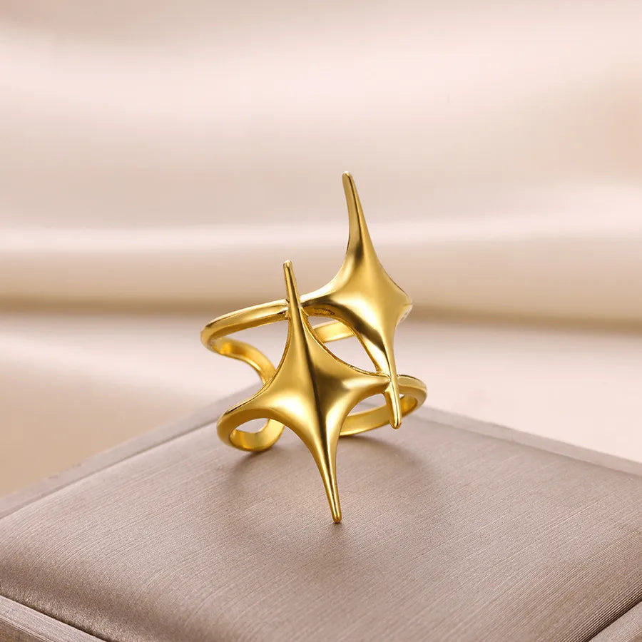 Heart & Star Open Ring – 18K Gold Stainless Steel