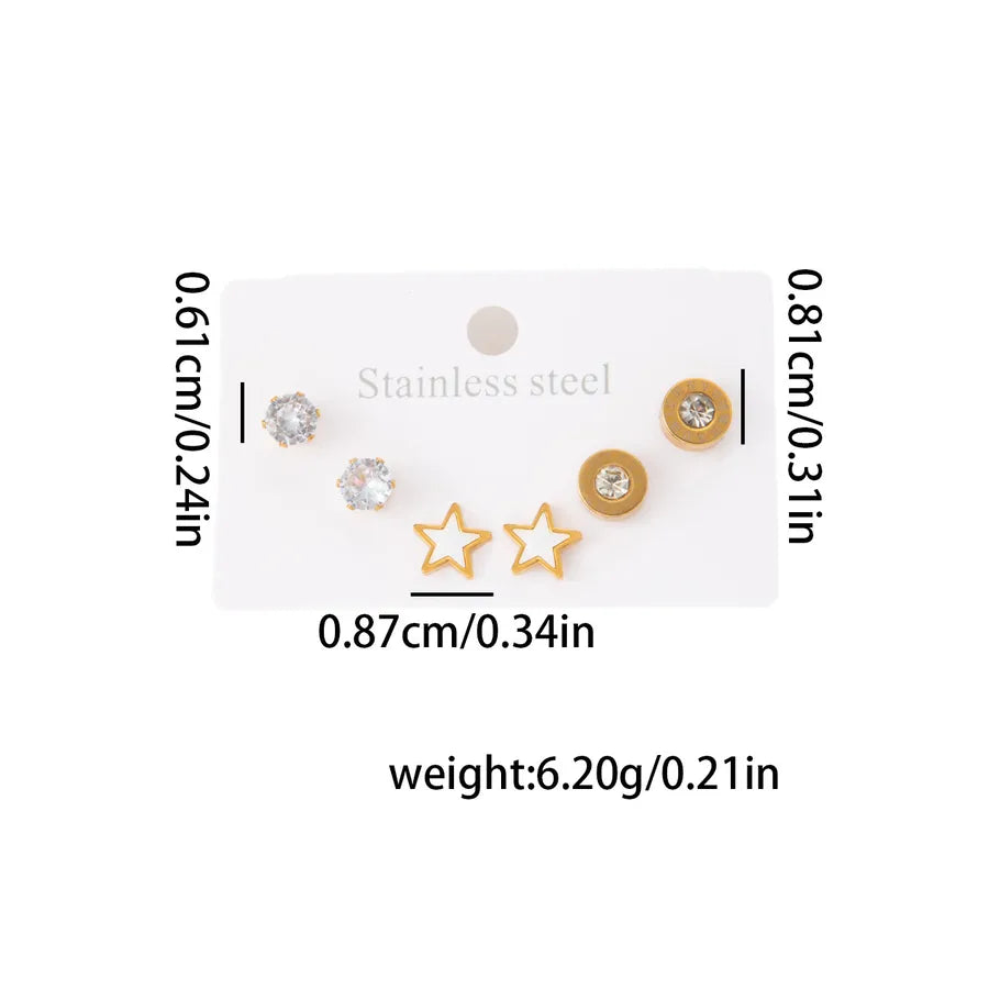 Titanium Steel Heart Earrings for Women Star Zircon Set 0944