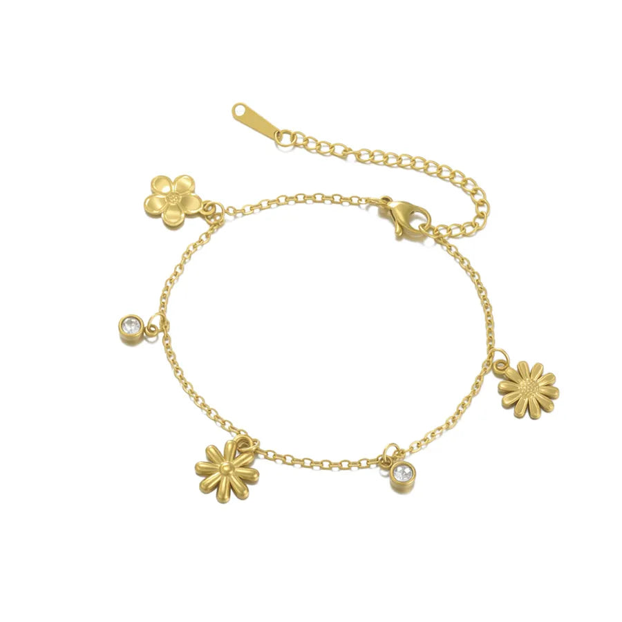 Sakura Zirconia Gold Stainless Steel Bracelet