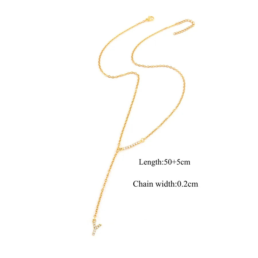 18K Gold Plated Letter Pendant Necklace Gold Y
