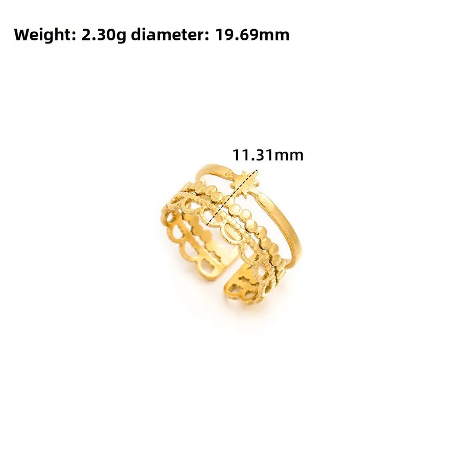 Gold Open Heart Stainless Steel Ring Adjustable Opening J320 Gold