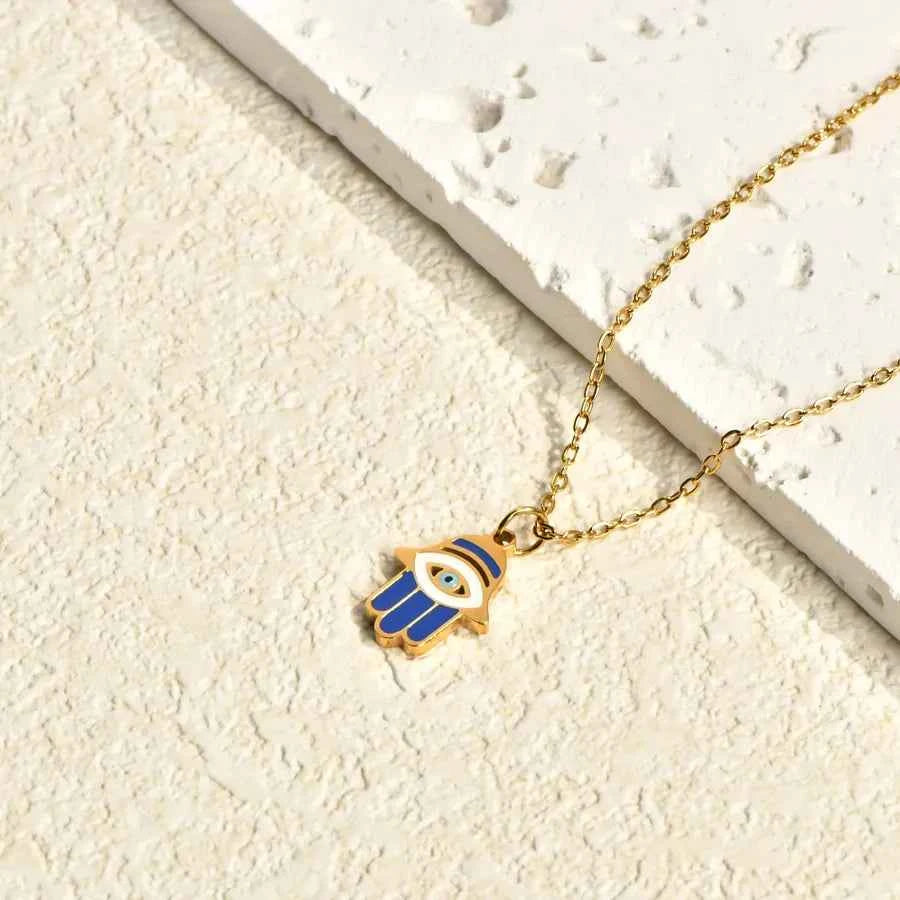 18K Gold Evil Eye Pendant Necklace