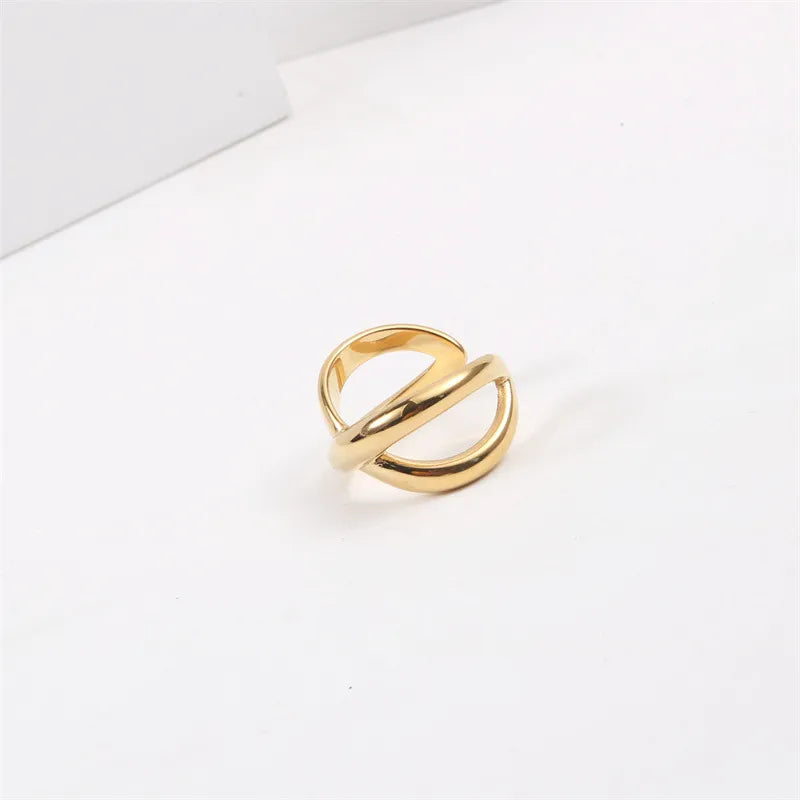Multi-Layer Geometric Cross Open Ring for Women
