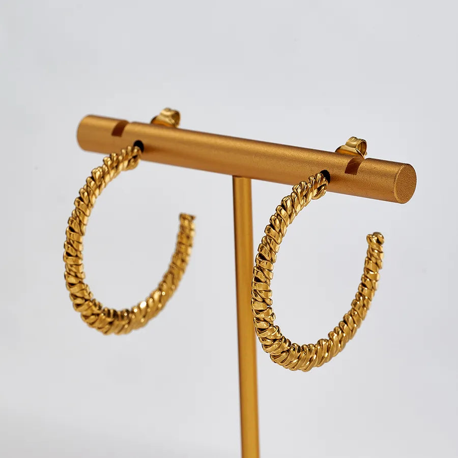 18K Gold Plated Retro Braided Stainless Earrings
