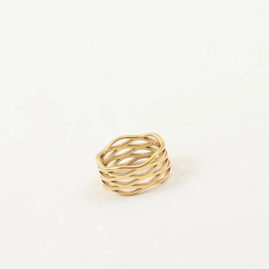 18K Gold Plated Geometric Titanium Steel Ring