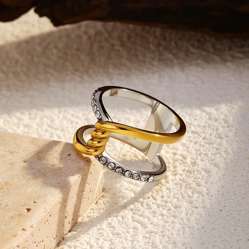 Gold Fishbone Stainless Steel Open Ring