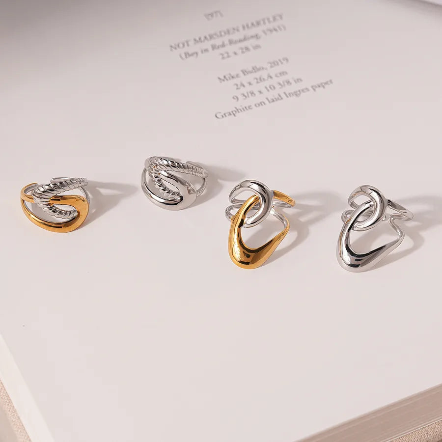 18K Gold Plated Geometric Open Ring for Women