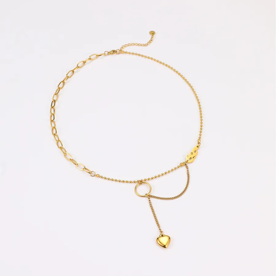 Double Layer Gold Heart Pendant Necklace