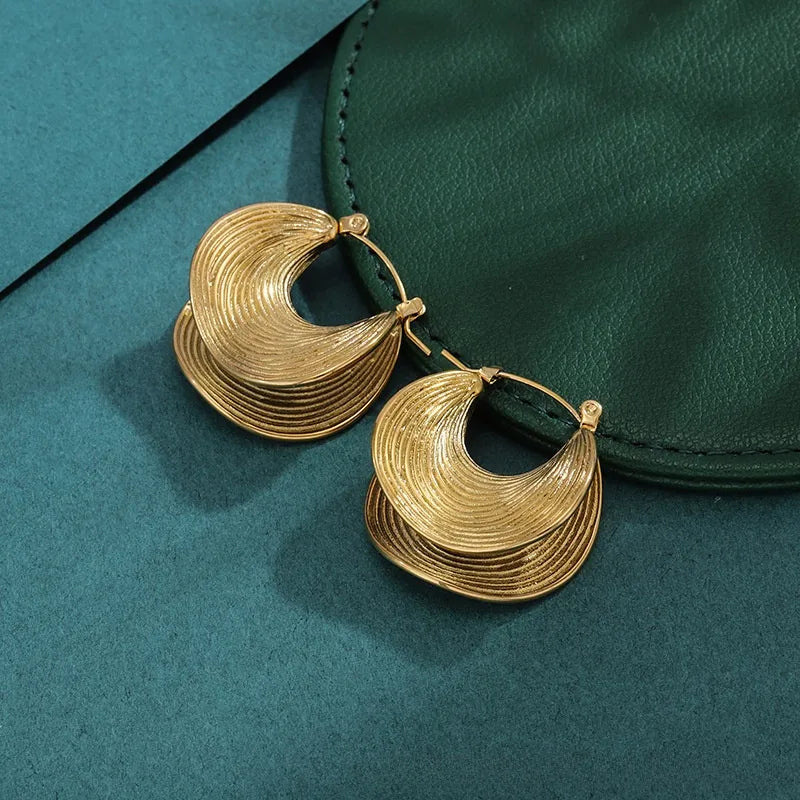 Bold Titanium Steel Large Hoop Earrings ES018