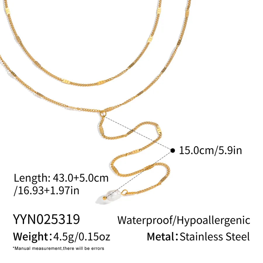 Double Layer Gold Y Necklace – Waterproof & Elegant