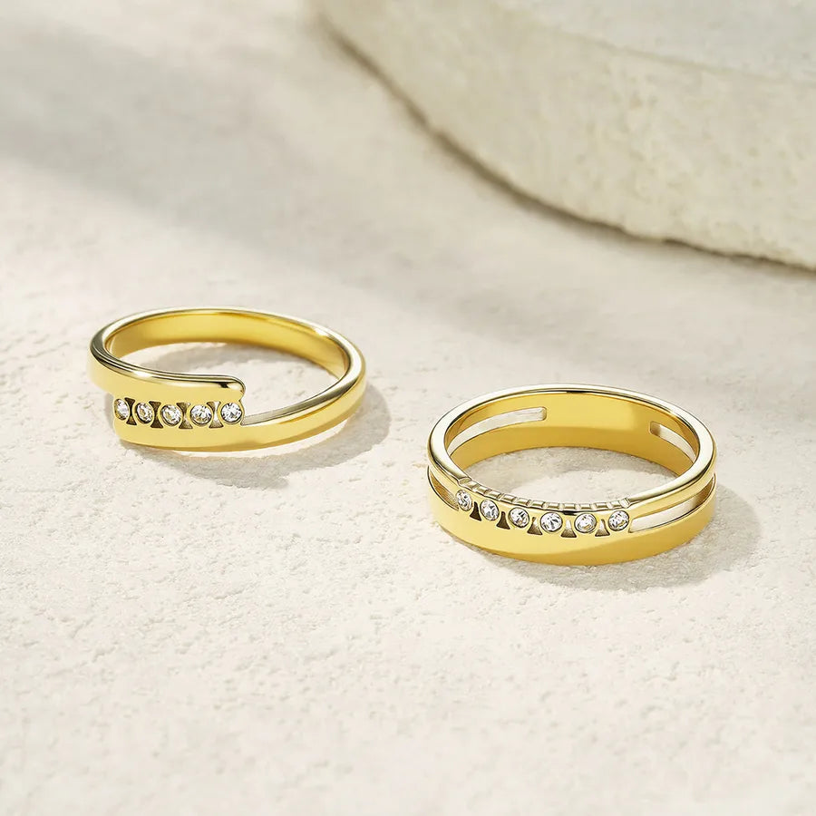 Gold Geometric Cross Ring in Stainless Steel