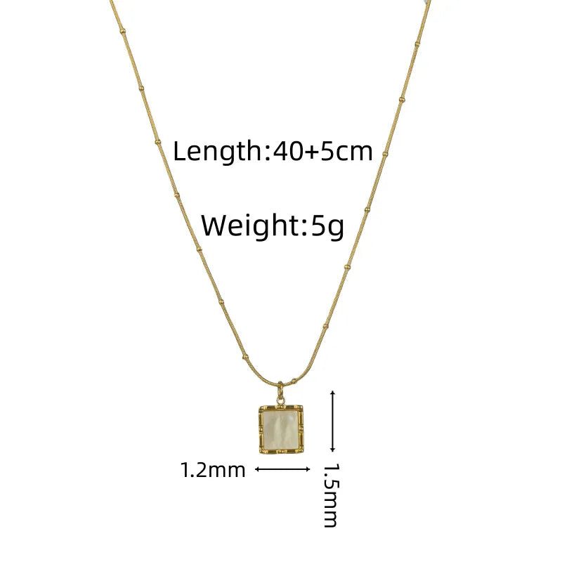Women's Rectangle Pendant Stainless Steel Necklace