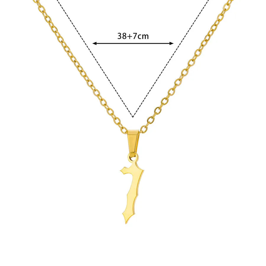 18K Gold PVD Geometric Pendant Necklace N06064G-7