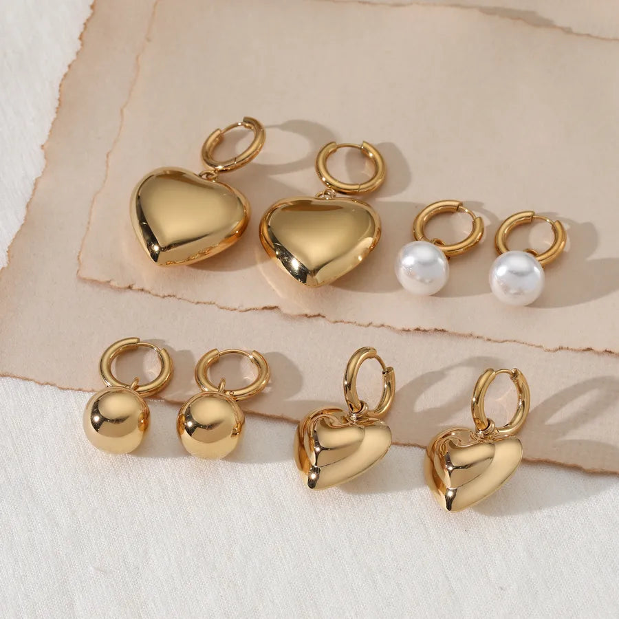 Heart-Shaped Pearl Pendant Earrings for Women