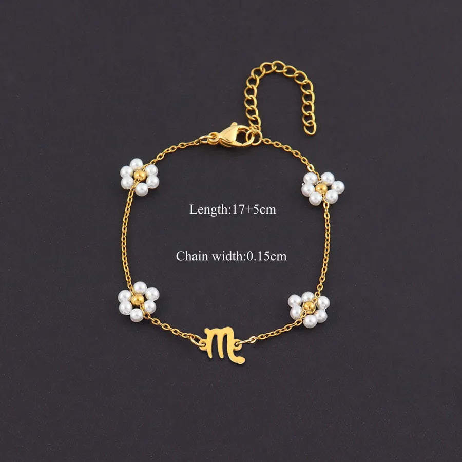 18K Gold Zodiac Pearl Bracelet for Women Gold Scorpio