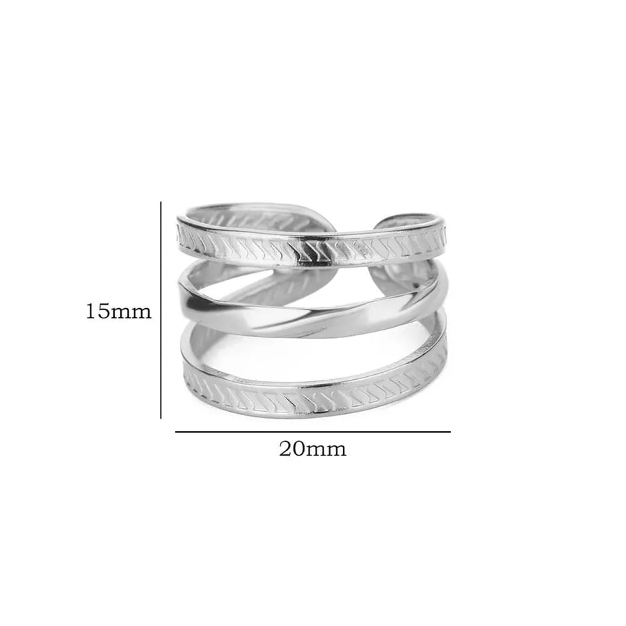 18K Gold Plated Chain Pattern Open Ring 3