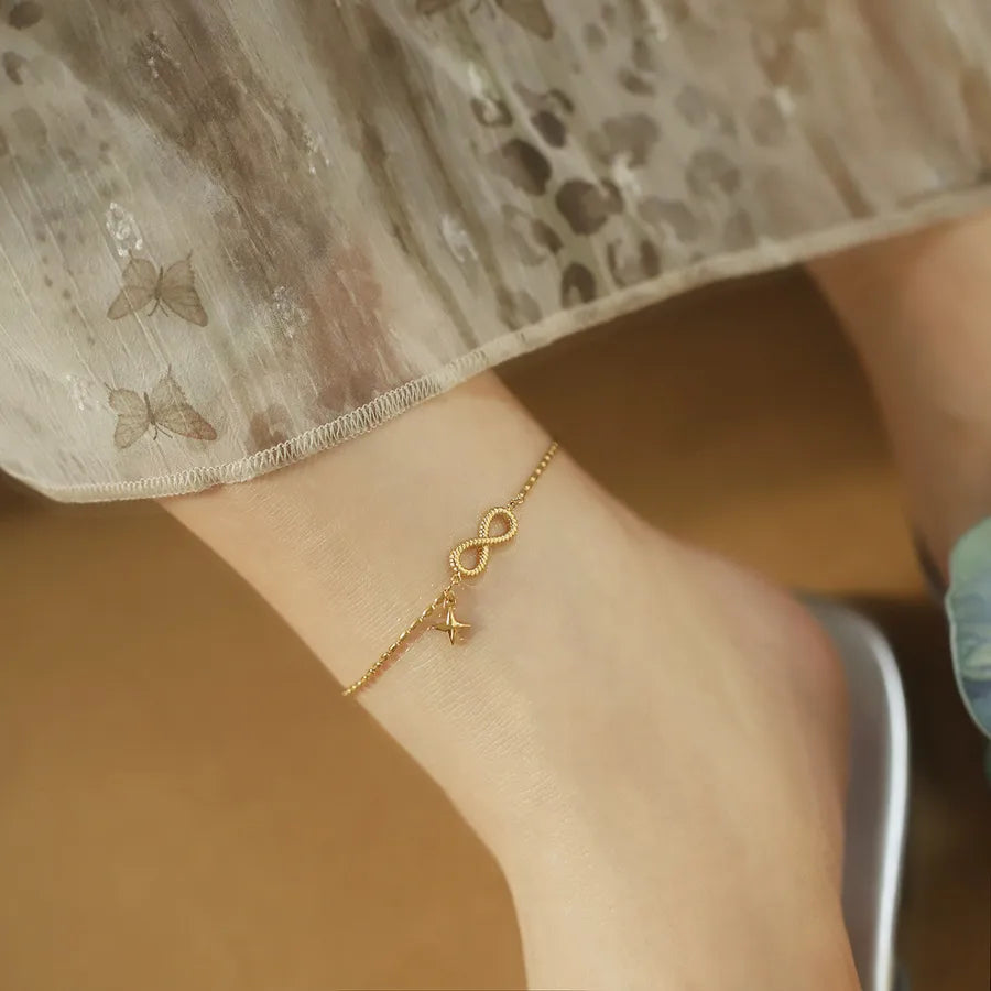 Gold Infinity Star Anklet for Women