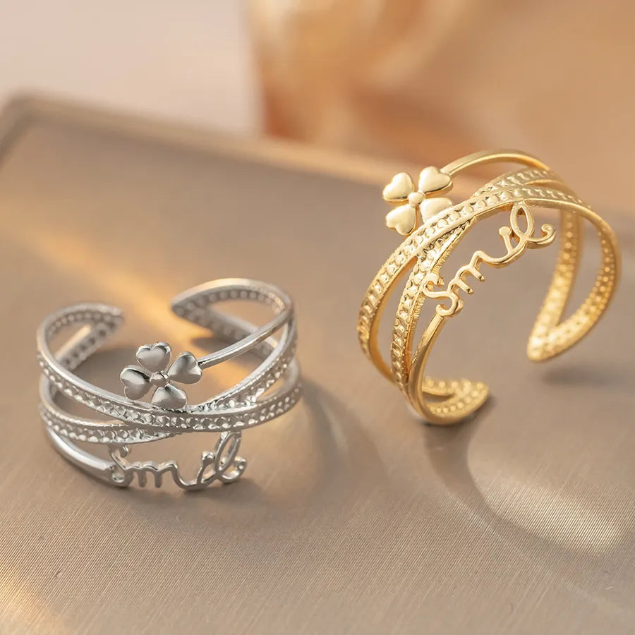 Geometric Titanium Steel Open Ring for Women