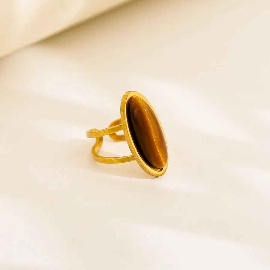 Unisex Gold-Plated Enamel Open Ring 8
