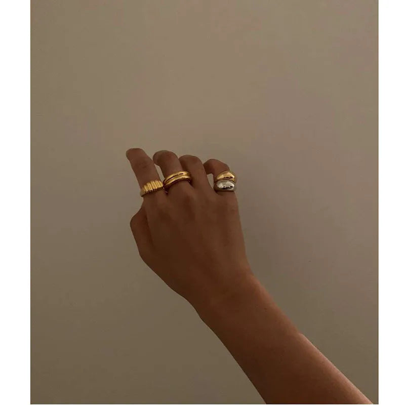 Minimalist Titanium Steel Geometric Couple Ring