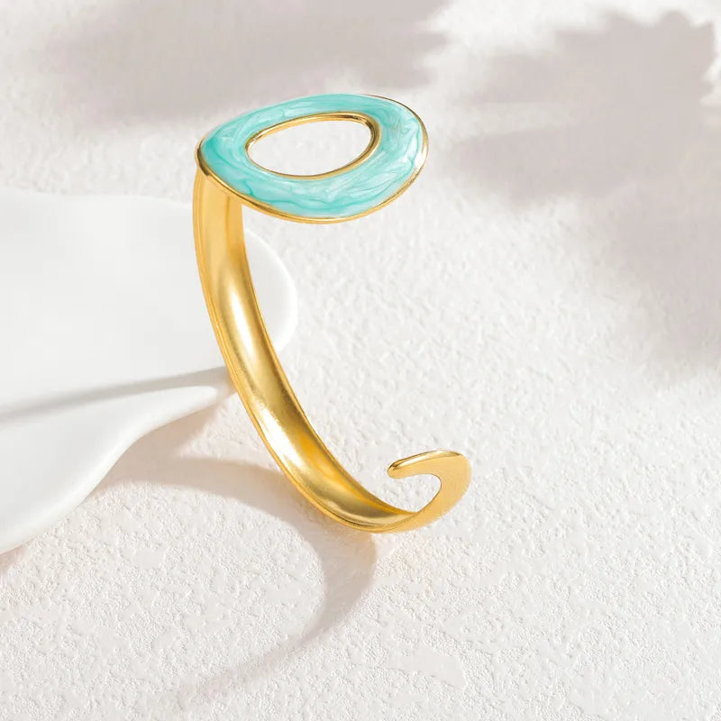 Adjustable Gold Geometric Cuff Bracelet B1268-Blue