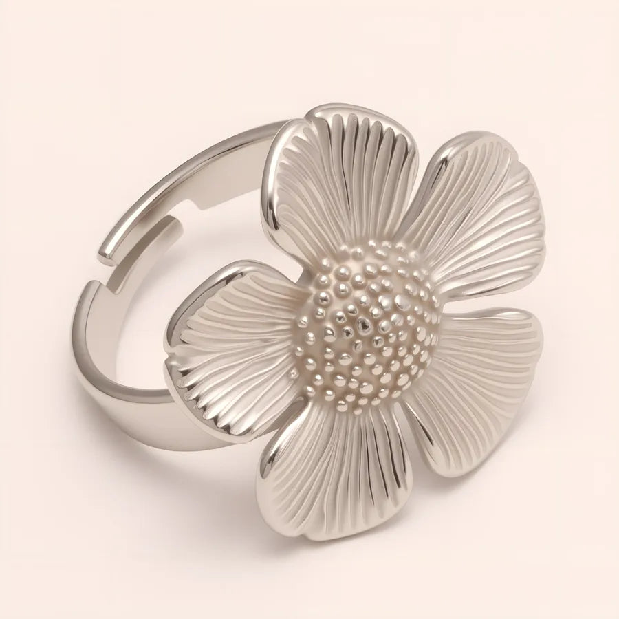 Stainless Steel Floral Ring for Women