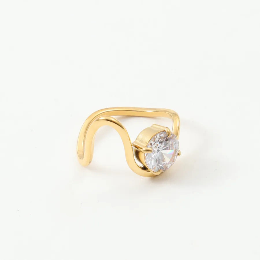 18K Gold Plated Geometric Zirconia Ring