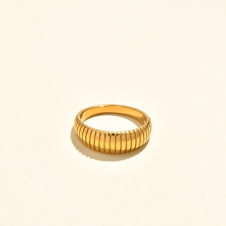 Gold Plated Geometric Shell Leaf Ring Gold 2