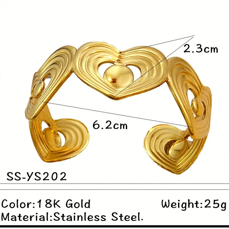 Gold Plated Stainless Steel Heart Cherry Bracelet