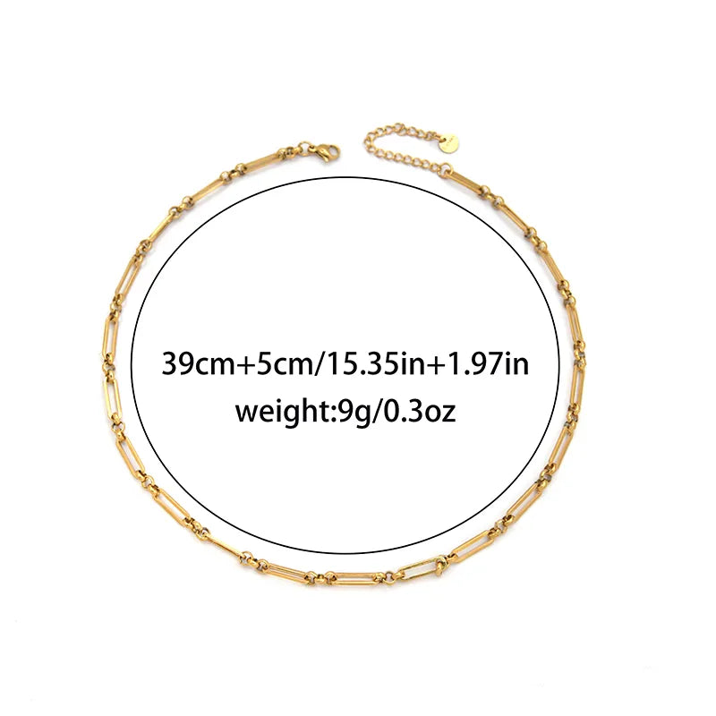 Unisex Gold & Steel Stainless Steel Chain Necklace Gold