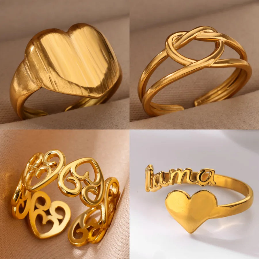18K Gold Heart Ring – Stainless Steel, PVD Coated