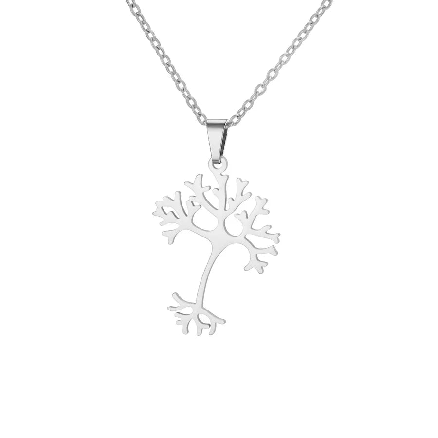 Stainless Steel Celtic Tree & Lotus Pendant Necklace Steel Color Neuron