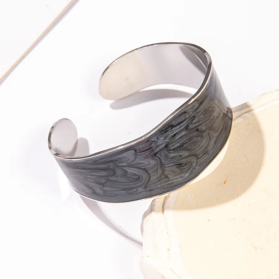 Unisex Titanium Steel Wide Cuff Bracelet WSZ067-6 Adjustable Opening