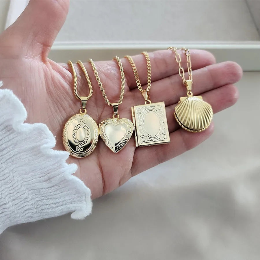 Stainless Steel Heart Shell Locket Necklace