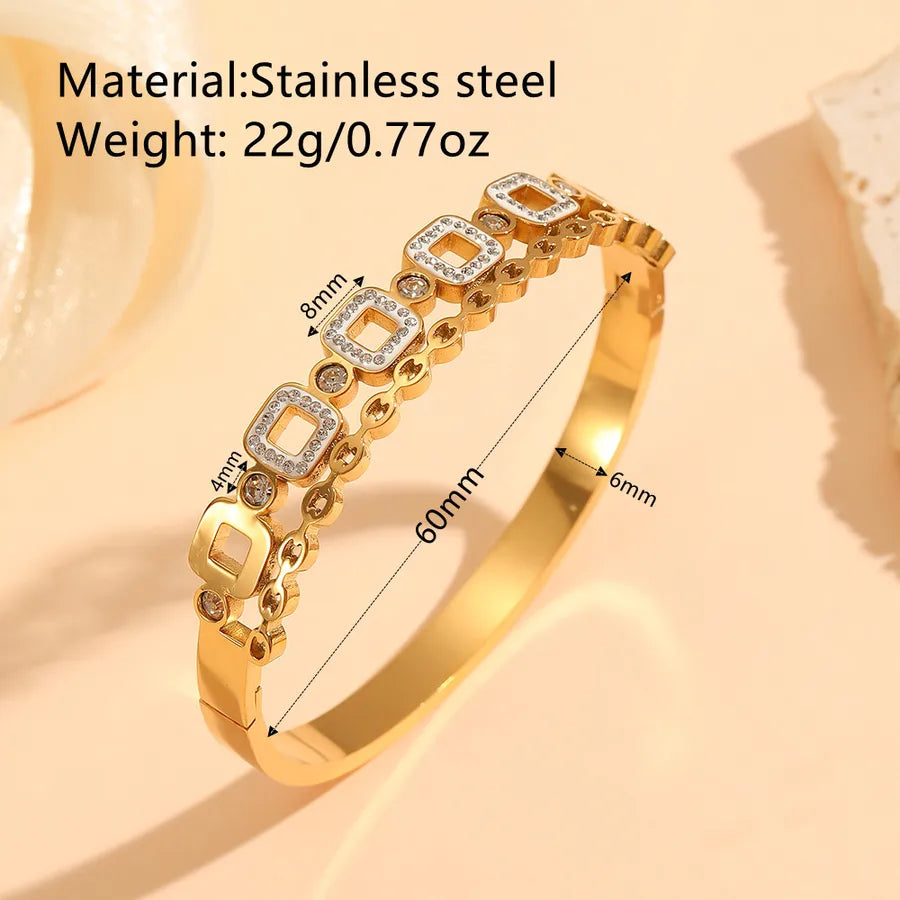 18K Gold PVD Geometric Stainless Steel Bangle