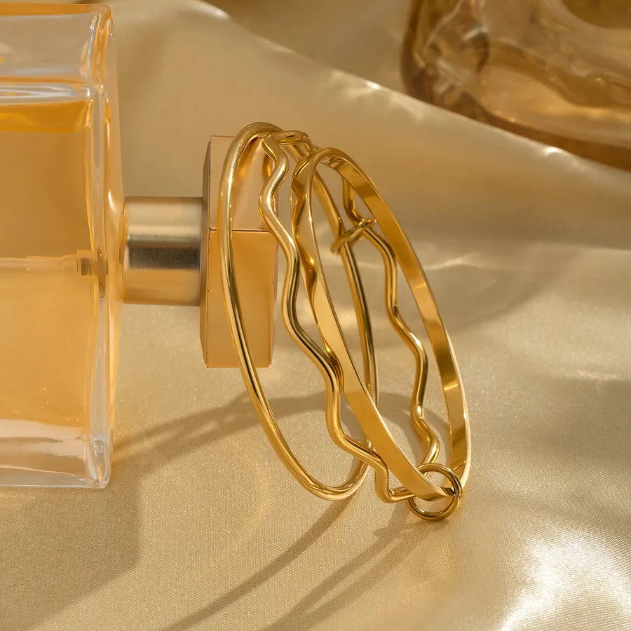 Gold Geometric Triple Bangle for Women