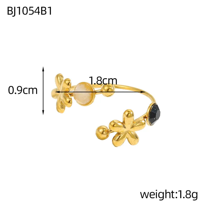 Gold Plated Flower Open Ring for Women One Size BJ1054B1 9*9*1