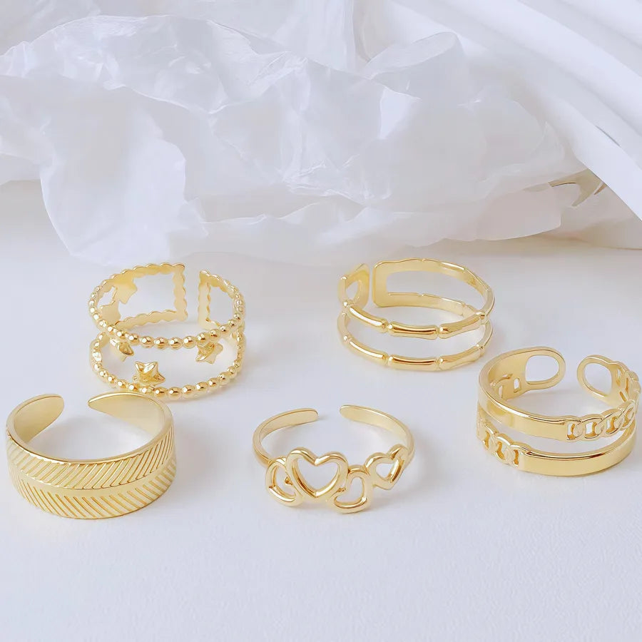 Gold Bamboo Titanium Steel Open Ring