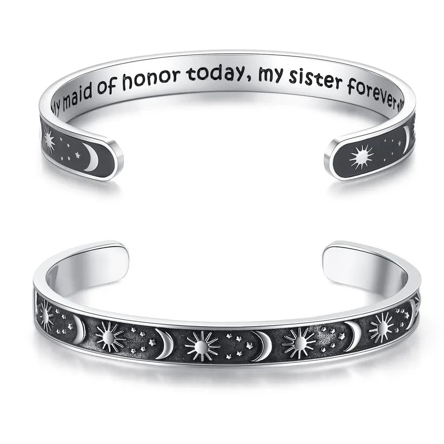 Retro Heart Stainless Steel Bangle 100-Wedding Gifts - Sun & Moon - My Maid