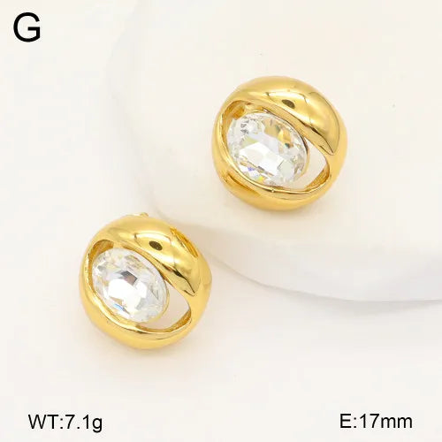 18K Gold Plated Round Stud Earrings for Women