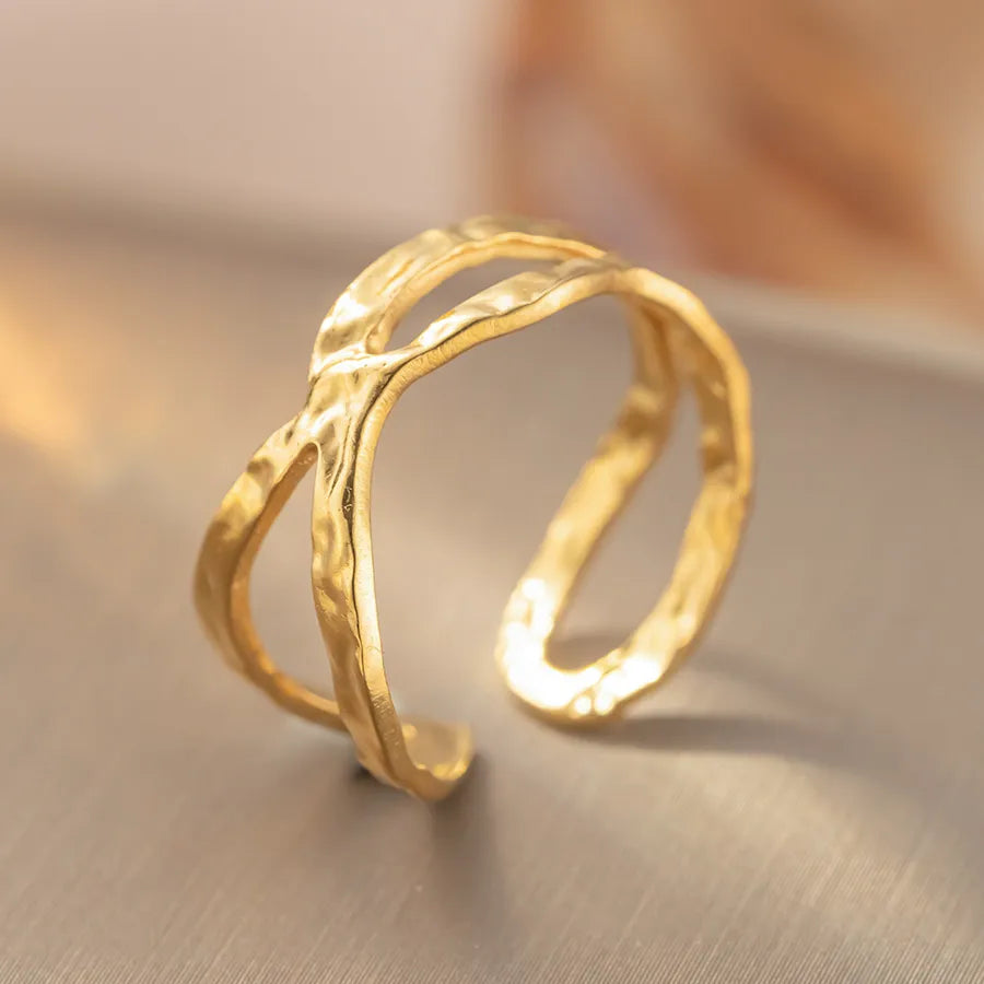 Titanium Steel Geometric Open Ring K401 Gold Ring Open