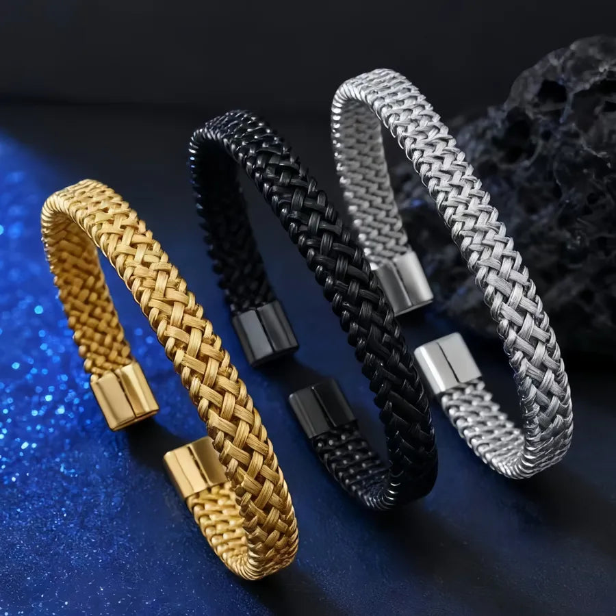 18K Gold Plated Twisted Stainless Steel Bracelet