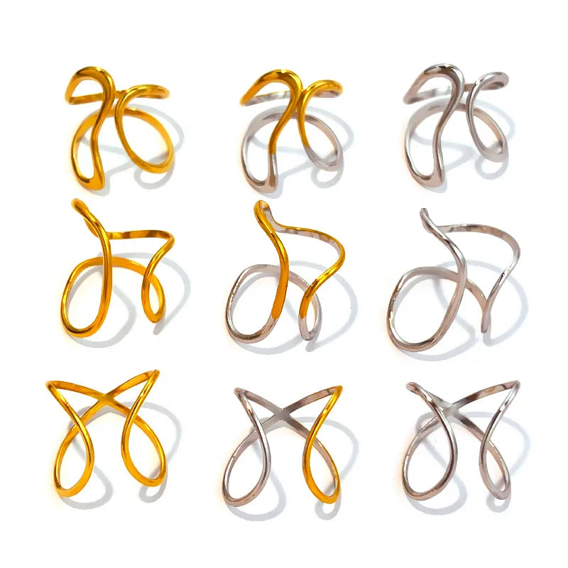 Gold & Silver Stainless Steel Open Ring