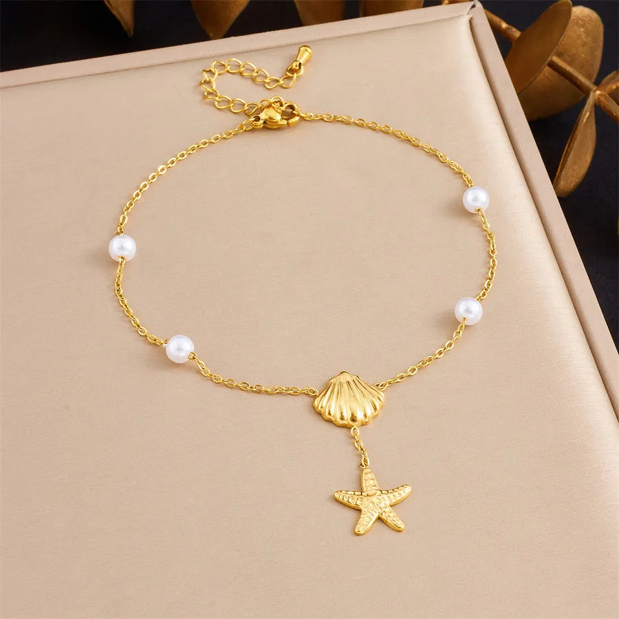 Double Layered Cherry Star Moon Anklet B1697