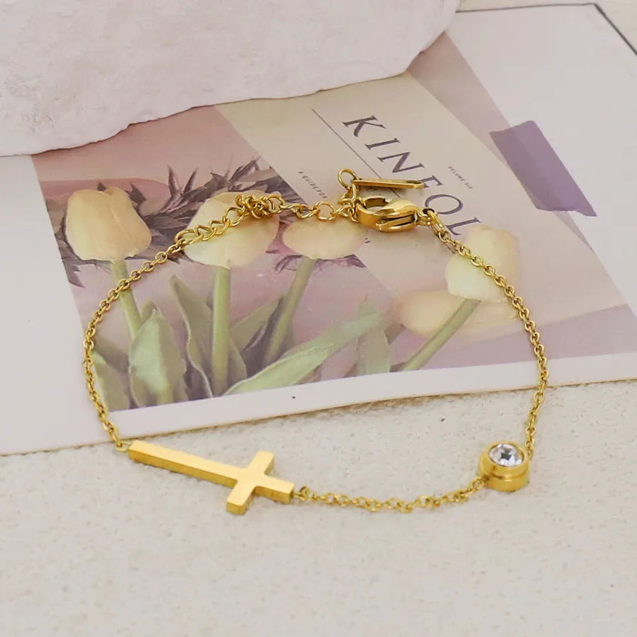 Gold Plated Stainless Steel Asymmetric Bracelet Average Size Gold Style 51